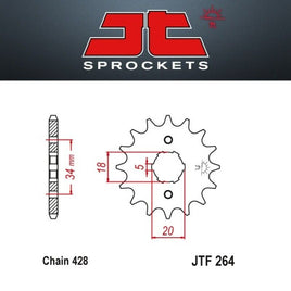 JT Pignone Acciaio 264 Denti 16 Passo 428 per Yamaha DT125 Tenere 1989