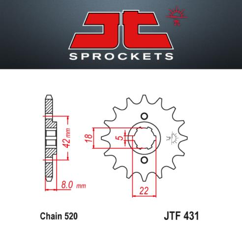 JT Pignone Acciaio 431 Denti 13 Passo 520 per Suzuki LT250 EF G 1986