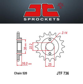 JT Pignone Acciaio 736 Denti 16 Passo 520 Ducati 748 Biposto 1995-03