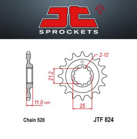JT Pignone Acciaio 824 Denti 14 SC Passo 520 per Husqvarna 630 SM IE 10