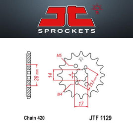 JT Pignone Acciaio 1129 Denti 15 Passo 420 Derbi 50 Senda SM X-race 04-05