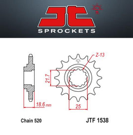 JT Pignone Acciaio 1538 Denti 13 Passo 520 per Kawasaki Z750 R (ZR750 NBF) 11