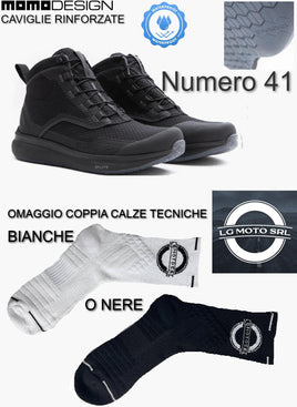 SCARPE STIVALI MOTO MOMO DESIGN FIREGUN-3 WP WATERPROOF + CALZE TECNICHE TG 41