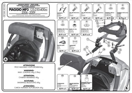 KAPPA Attacco + Piastra Monokey + Schienalino Per Piaggio Mp3 300 2006-2011