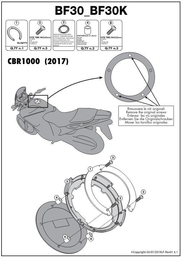 KAPPA Flangia Per Borsa Da Serbatoio Tanklock Per Honda CB 500 Hornet 2024