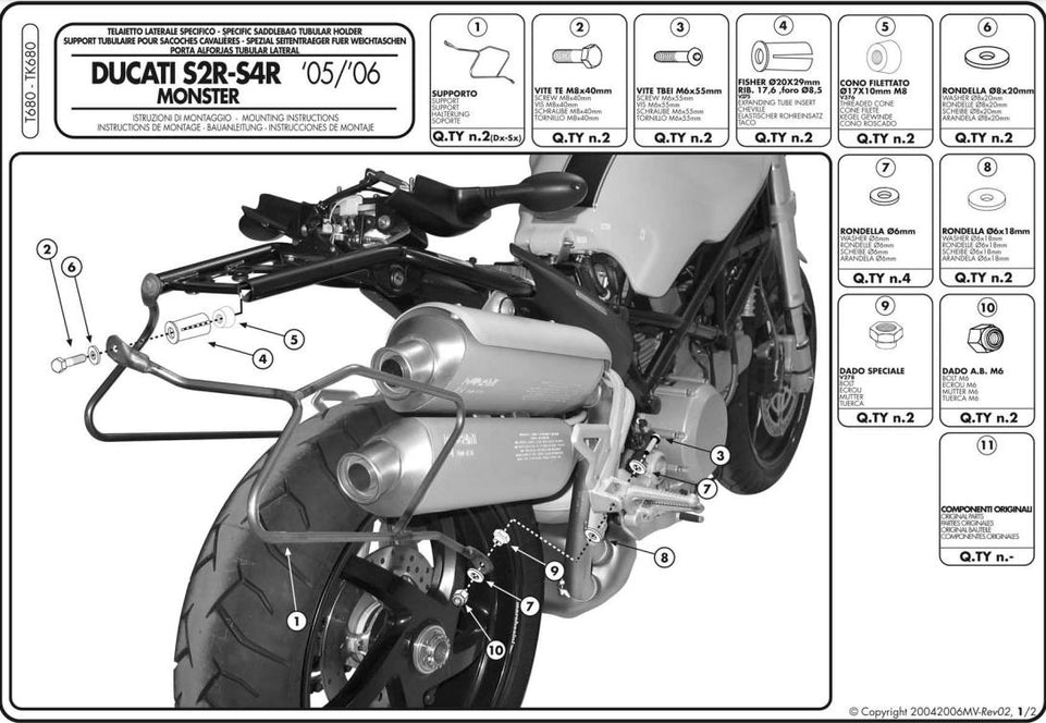 KAPPA Telaietti Laterali Per Borse Morbide Per Ducati Monster S4R 2004-2008
