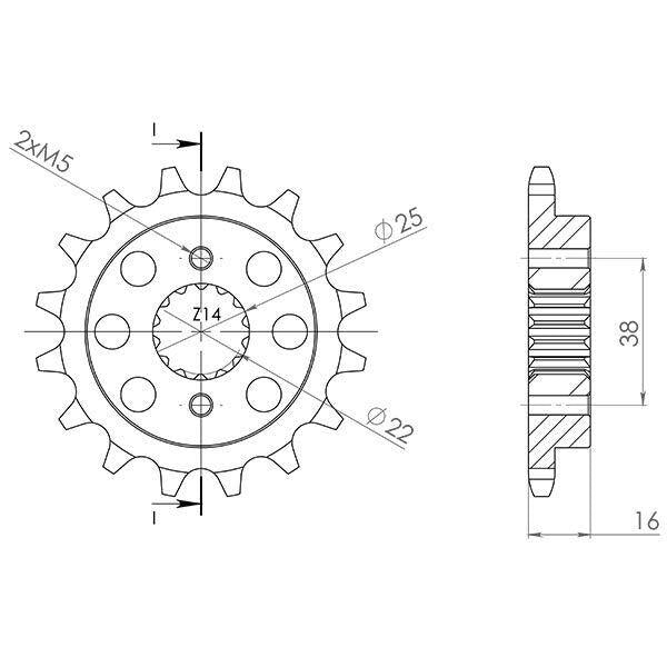PIGNONE P525 - Z14 PER DUCATI 748 749 S 2003-2007