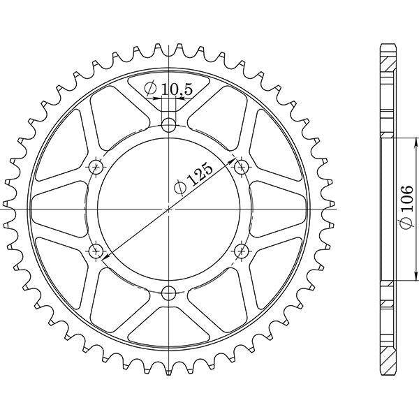 CORONA IN ACCIAIO P525 - Z47 PER TRIUMPH 675 Street Triple 2007-2012
