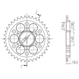 CORONA IN ACCIAIO P525 - Z38 PER DUCATI 1198 1198 S 2009-2011