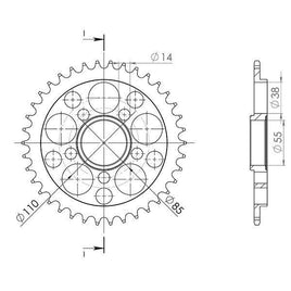 CORONA IN ACCIAIO P520 - Z38 PER DUCATI 748 748 R 2000-2000
