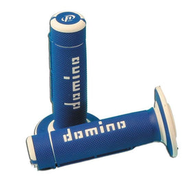 Domino Coppia Manopole Domino enduro universali bianco/blu 120mm