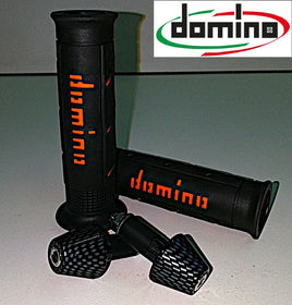 Kit Manopole Nero/Arancio Domino XM2+Contrappesi Carbon per Yamaha XT 660