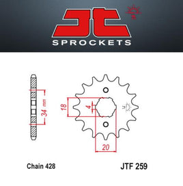 JT Pignone Acciaio 259 Denti 17 Passo 428 per Honda CD125 TB Europe
