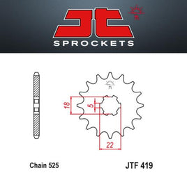 JT Pignone Acciaio 419 Denti 15 Passo 525 per Suzuki TM400 R J K L M US1-75
