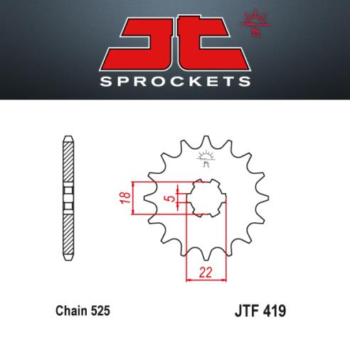 JT Pignone Acciaio 419 Denti 15 Passo 525 per Suzuki TM400 R J K L M US1-75