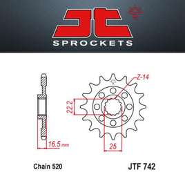 JT Pignone Acciaio 742 Denti 14 Passo 520 Ducati 848 Streetfighter 08-15