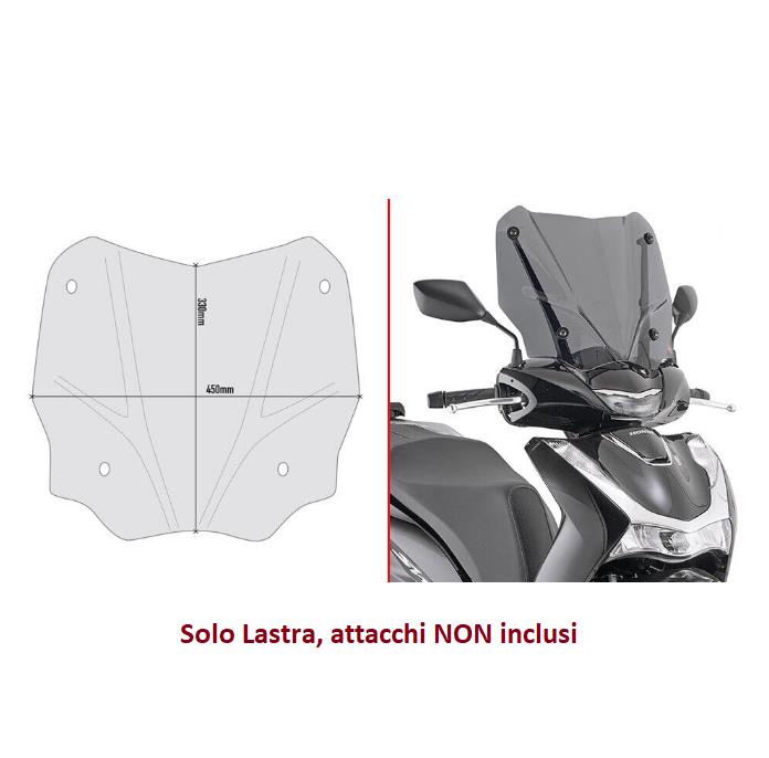 GIVI parabrezza Cupolino Fumè 33 x 45 per Honda 125-150-350 2020-2024