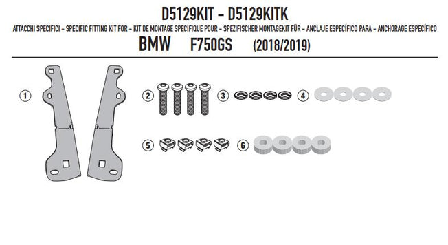 GIVI kit spoiler Attacchi Parabrezza per BMW F 750 GS 2018 2019 2020 2021 2022