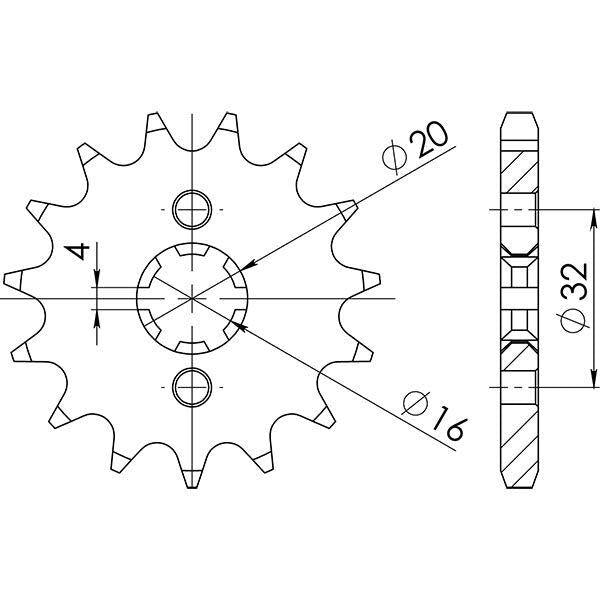 PIGNONE P428 - Z14 PER HM - VENT 125 CRM F X 4T (Yamaha) Eng.Yamaha 2008-2010