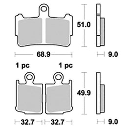 869SP SBS PASTIGLIA FRENO ANT DX o SX per HONDA 1200 VFR DCT 2010-2015