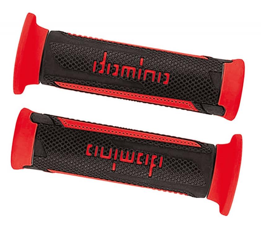 Domino Coppia Manopole Domino A350 nero / rosso universale 120mm