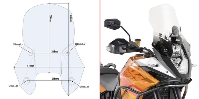 GIVI Cupolino Trasparente per Ktm 1190 Adventure / R 2013 2014 2015 2016