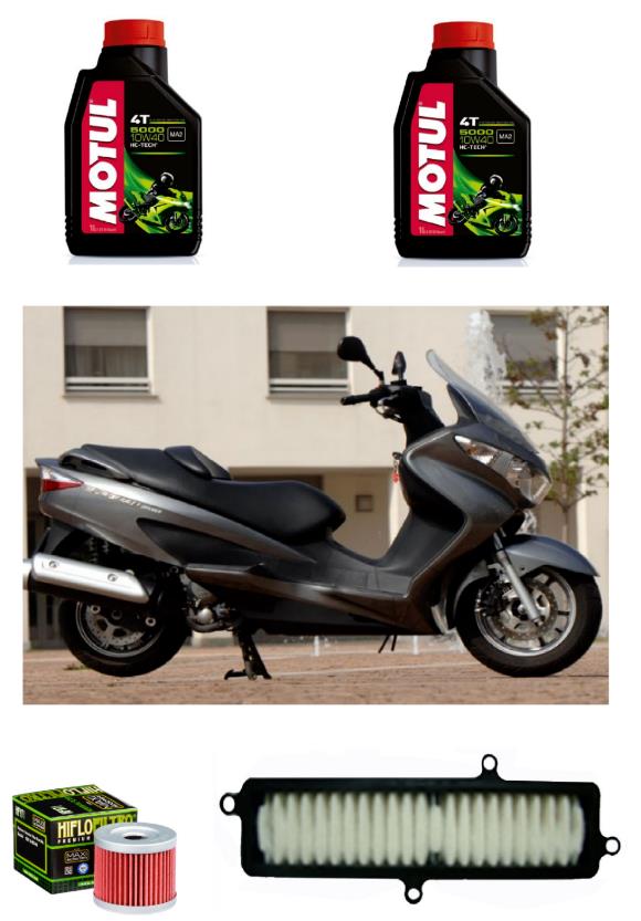 Kit REVISIONE OLIO 5000 10W40 FILTRI OLIO ARIA SUZUKI BURGMAN 200 2007 2008 2009
