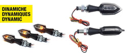 Top4 Coppia frecce omol. "Dart" nere con led dinamiche Universale moto scooter
