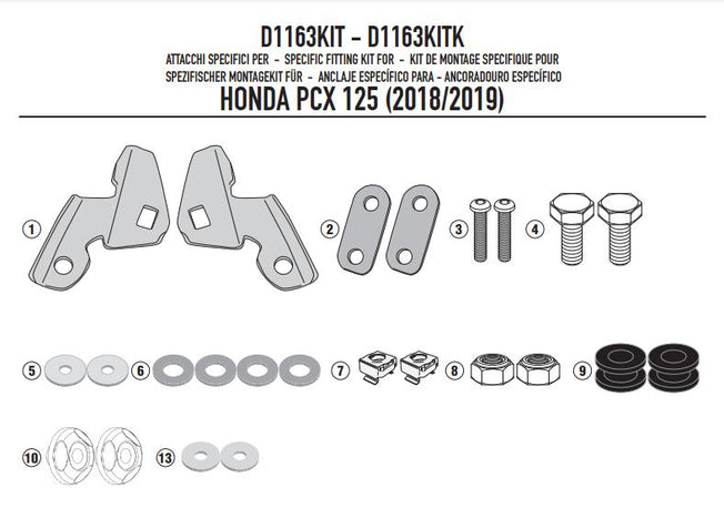 GIVI Kit Attacchi Parabrezza per Honda PCX 125 2018 2019 2020