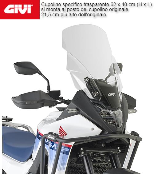 GIVI Parabrezza Cupolino Alto +21,5cm 62x40 per HONDA XL 750 TRANSALP 2023 2024