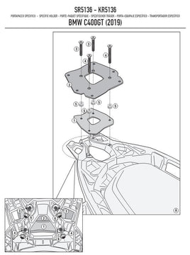 KAPPA Attacco Posteriore Per Piastra Bauletto Per BMW C 400 GT 2019-2023