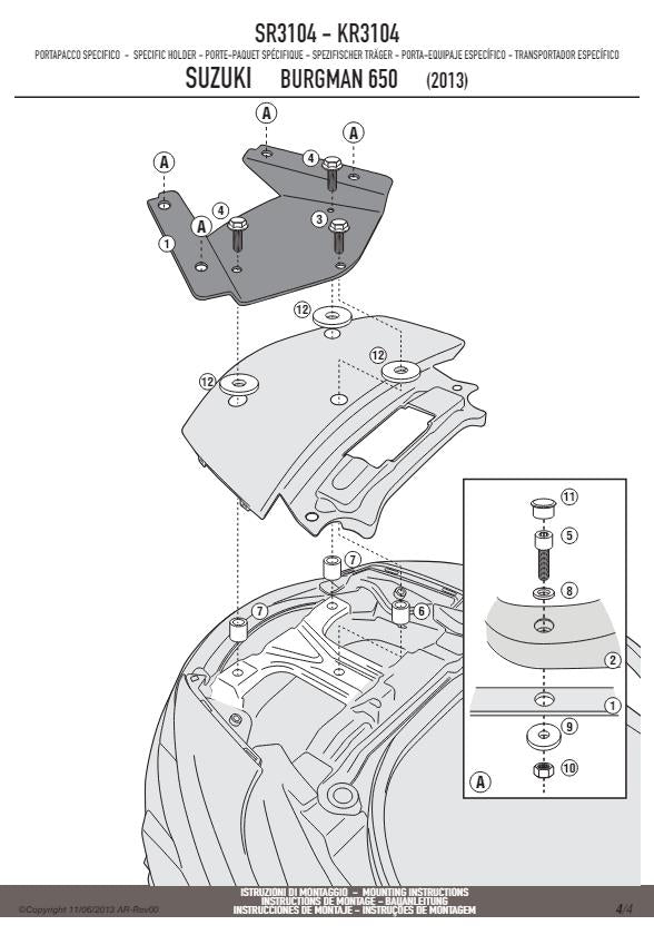 KAPPA Attacco + Piastra Monokey Per Suzuki AN 650 Burgman Executive 2002-2012