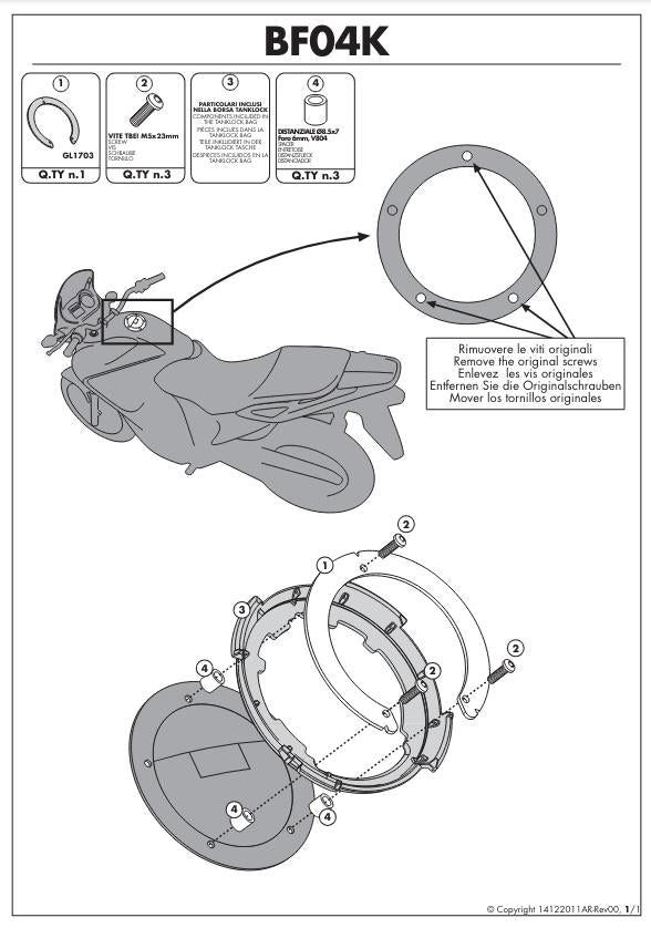 KAPPA Flangia Per Borsa Da Serbatoio Tanklock Per Kawasaki ER-6N 2012-2016
