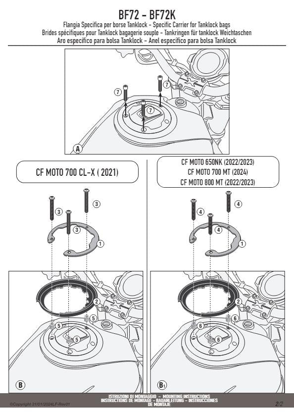 KAPPA Flangia Per Borsa Da Serbatoio Tanklock Per CFMoto 650 NK 2021-2023