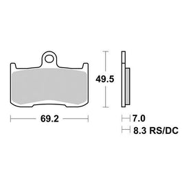 782SP SBS PASTIGLIA FRENO ANT DX o SX per KAWASAKI 800 Z E ABS 2013-2016