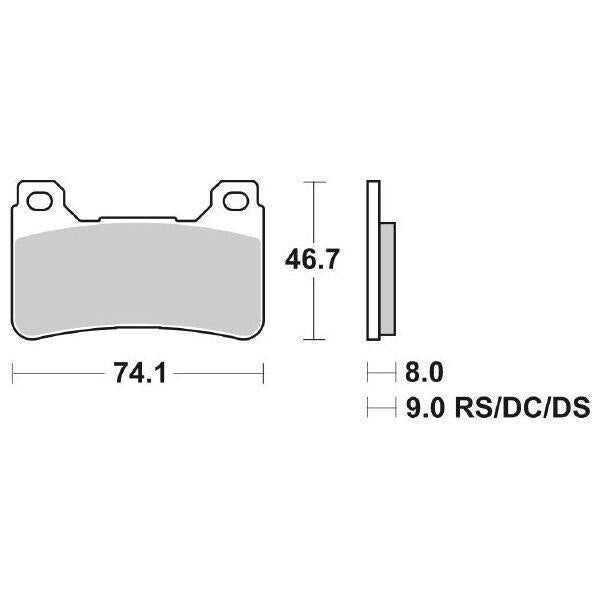 809RS SBS PASTIGLIA FRENO ANT DX o SX per HONDA 800 VFR X Cross Runner 2015-2016