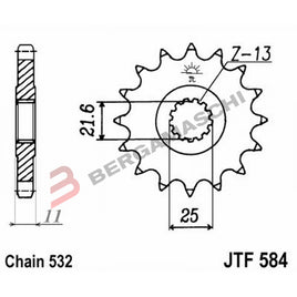 JTSprockets Pignone passo 584 - 16 Denti per Yamaha YZF R6 600 1999 - 2010 - LGMoto SRL