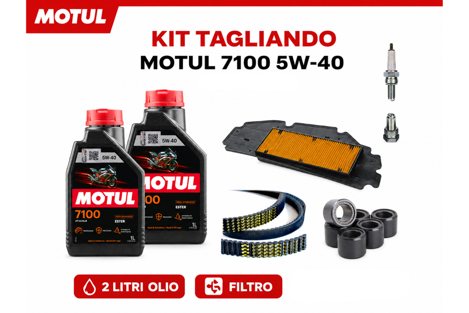 Kit Tagliando - Olio, Cinghia, Filtro Aria, Rulli e candela per Sym Joyride 300 2023-2026