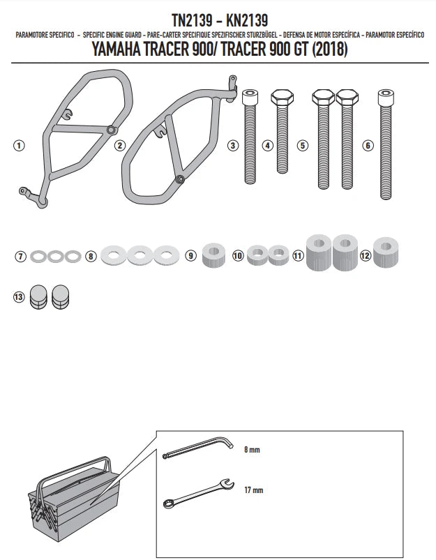 GIVI Kit Paramotore Paracolpi protezione nero per Yamaha Tracer 900/GT 2018-2020 - LGMoto SRL