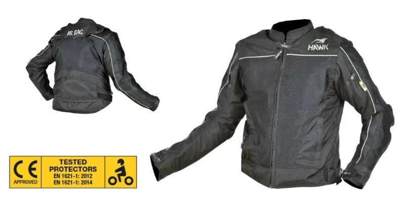 Hawk Giacca uomo Airbag CE Breva Traforata Protezioni Schiena Spalle Gomiti Moto