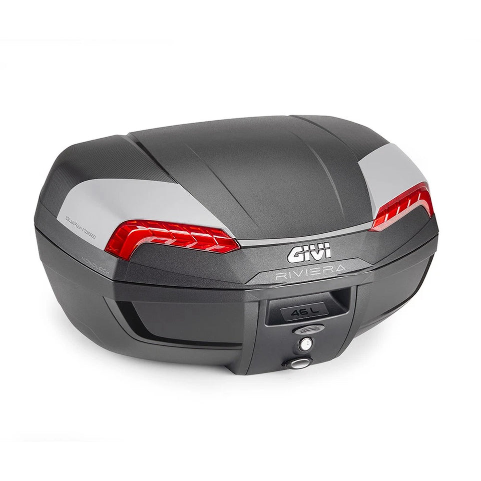GIVI Bauletto Moto MONOLOCK® Nero RIVIERA 46lt con Piastra e Kit Fissaggio - LGMoto SRL