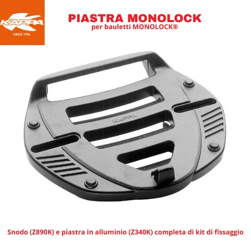 Kappa Piastra MONOLOCK® in alluminio con Kit Fissaggio per Bauletti MONOLOCK®