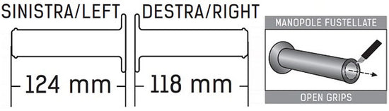 Manopole Domino Style 1152 Strada gomma aperte Moto Universali 124mm SX 118mm DX - LGMoto SRL