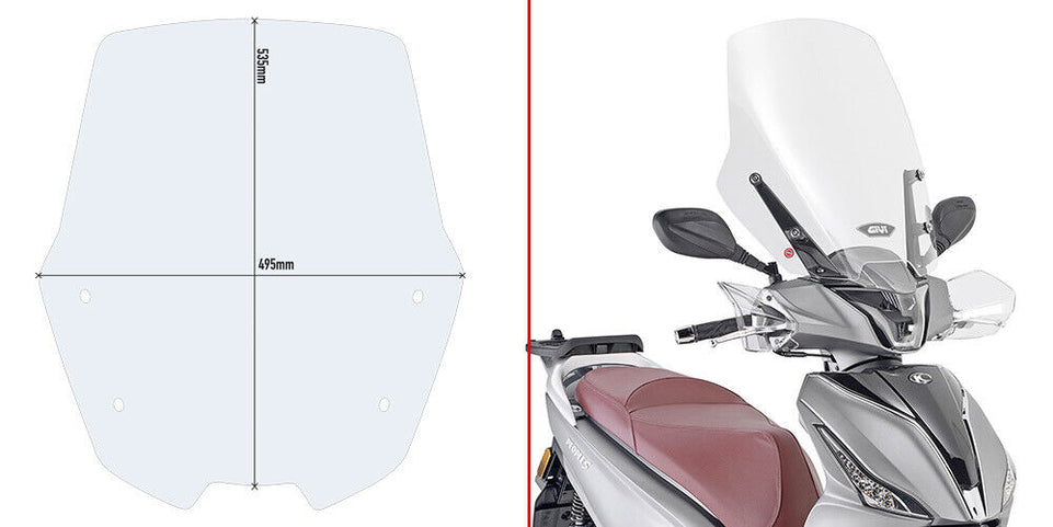 GIVI Cupolino Trasparente 53,5 x 49,5 per KYMCO People S 125-150-200 2020 - 2022