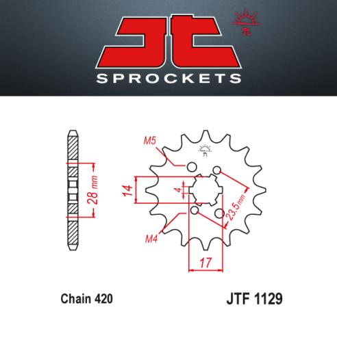 JT Pignone Acciaio 1129 Denti 15 Passo 420 Derbi 50 Senda SM X-race 04-05