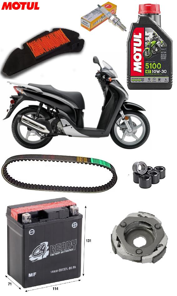 Kit olio 10w30 Filtro Candela Trasmissione Batteria per Honda SH 125 2001-2012