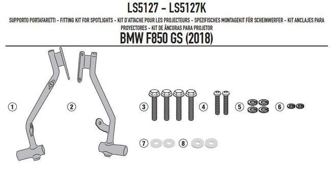 GIVI Kit Attacchi Supporti per Faretti per BMW F 750 GS 2018 - 2022