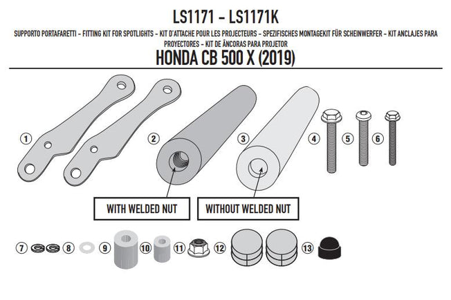 GIVI Kit Attacchi Supporti per Faretti per Honda CB 500 X 2019 - 2022