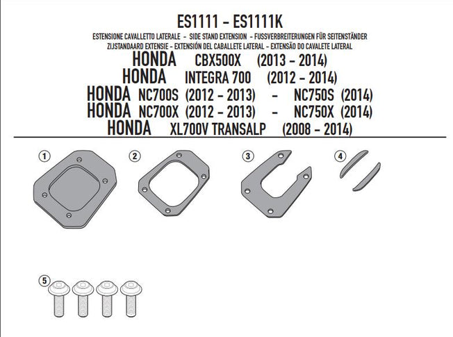 GIVI Kit Estensione Cavalletto per Honda NC700S 2012-13/NC750S/DCT 2014 2015