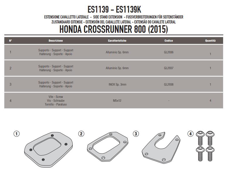 GIVI Kit Estensione Cavalletto per Honda Crossrunner 800 2015 - 2020